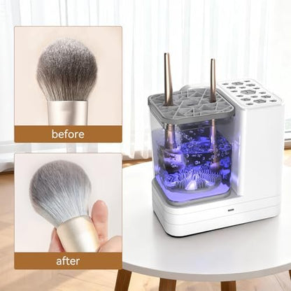 5-in-1 Electric Makeup Brush Cleaner & Dryer – Portable Automatic USB Brush Cleaner with Deep-Clean Silicone Brush for All Sizes (Contour, Eyeshadow, Blush) – Pearl Avelisse