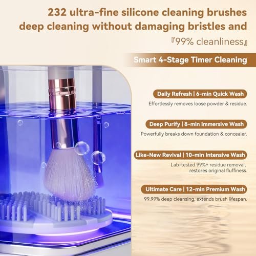 5-in-1 Electric Makeup Brush Cleaner & Dryer – Portable Automatic USB Brush Cleaner with Deep-Clean Silicone Brush for All Sizes (Contour, Eyeshadow, Blush) – Pearl Avelisse