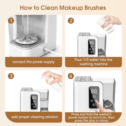 5-in-1 Electric Makeup Brush Cleaner & Dryer – Portable Automatic USB Brush Cleaner with Deep-Clean Silicone Brush for All Sizes (Contour, Eyeshadow, Blush) – Pearl Avelisse