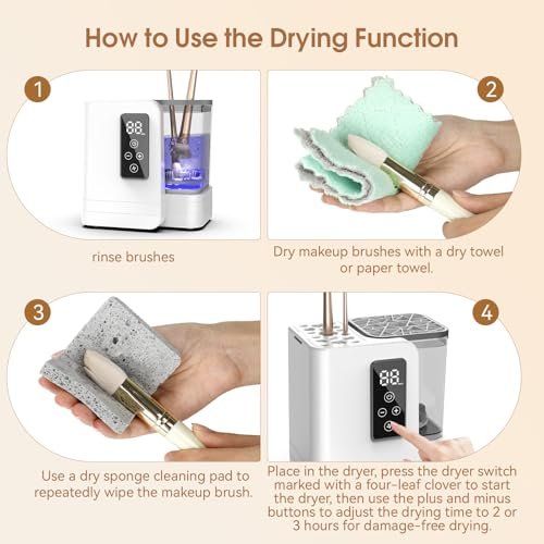 5-in-1 Electric Makeup Brush Cleaner & Dryer – Portable Automatic USB Brush Cleaner with Deep-Clean Silicone Brush for All Sizes (Contour, Eyeshadow, Blush) – Pearl Avelisse