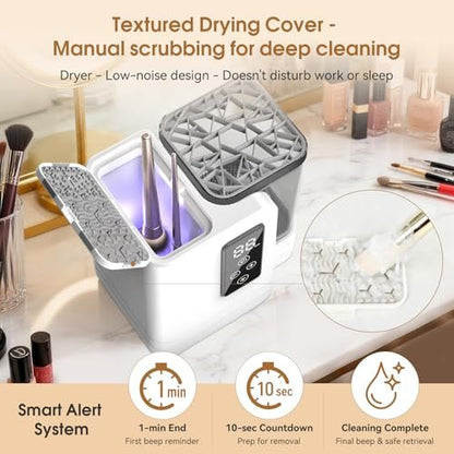 5-in-1 Electric Makeup Brush Cleaner & Dryer – Portable Automatic USB Brush Cleaner with Deep-Clean Silicone Brush for All Sizes (Contour, Eyeshadow, Blush) – Pearl Avelisse