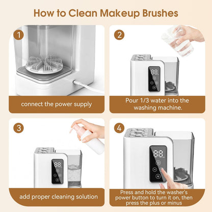 5-in-1 Electric Makeup Brush Cleaner & Dryer – Portable Automatic USB Brush Cleaner with Deep-Clean Silicone Brush for All Sizes (Contour, Eyeshadow, Blush) – Pearl Avelisse