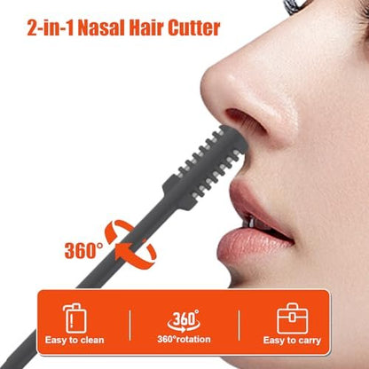 Arskivrov 5-Pack 2-in-1 Nasal Hair Cutter – 2026 Upgrade Double-Sided Nose Hair Trimmer, Manual and Portable for Women and Men, Gray