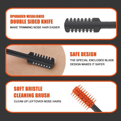 Arskivrov 5-Pack 2-in-1 Nasal Hair Cutter – 2026 Upgrade Double-Sided Nose Hair Trimmer, Manual and Portable for Women and Men, Gray