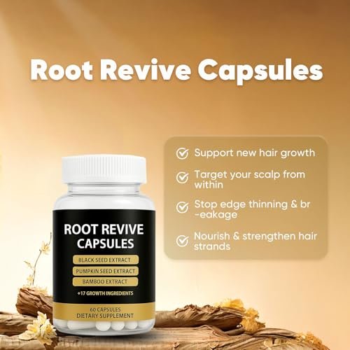 Root Revive Capsules – Hair Growth Supplement for Black Women with Biotin, Black Seed Extract, Bamboo & Saw Palmetto, 60 Count Avelisse