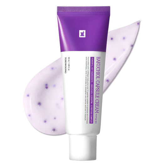 TOSOWOONG Bakuchiol Capsule Cream - High Purity Bakuchiol 5,000ppm Retinol Alternative Wrinkle Care Firming Anti Aging Moisturizer with 12 Peptides & 3 Ceramides - Korean Skincare 50ml Avelisse