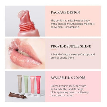 5 Pack Summer Special Lip Butter Hydration Lip Gloss with Shea Butter & Olive Oil - Soothes Dry Lips, Natural Tint & Gloss Effect, Lip Repair for Women Avelisse