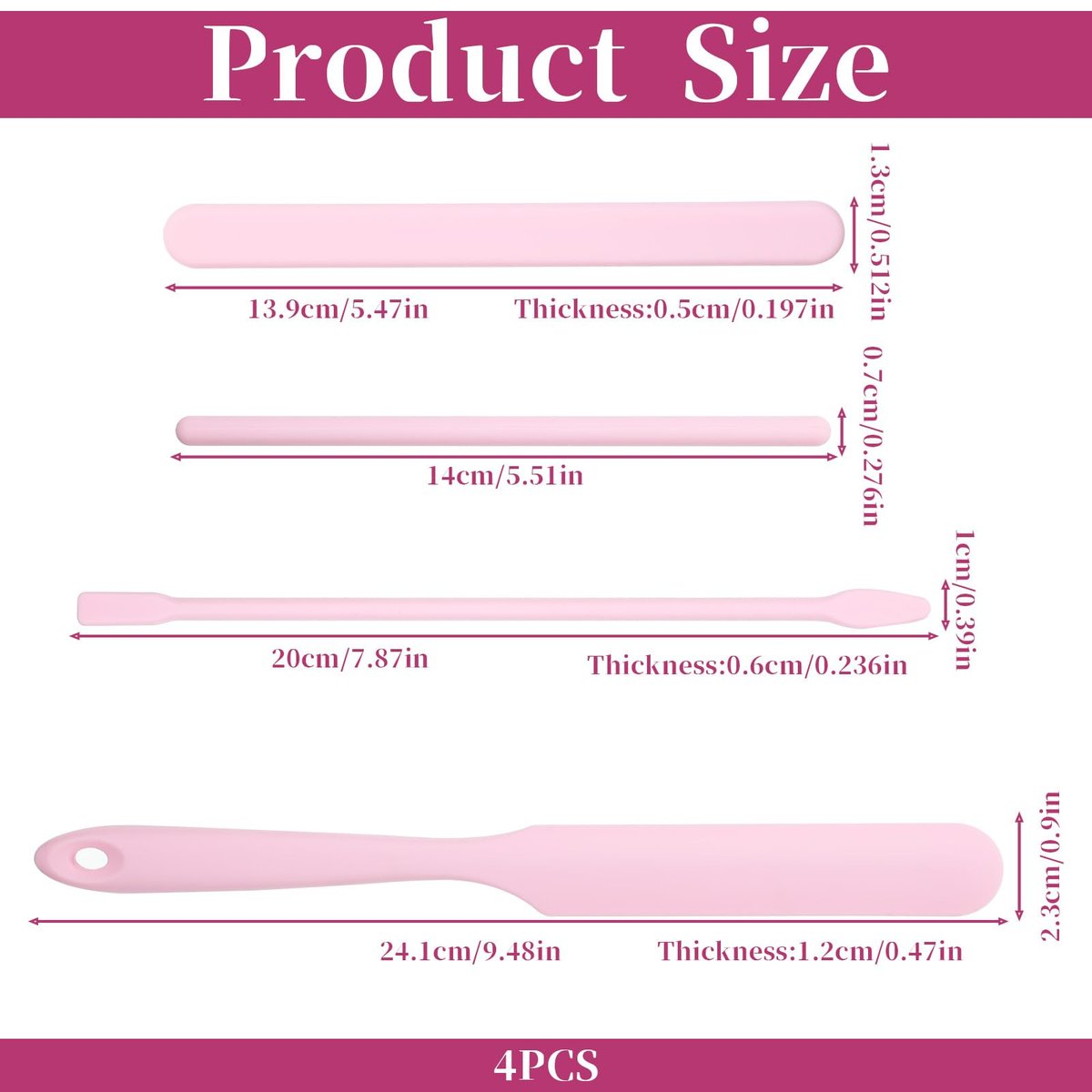4 PCS Non-Stick Wax Spatulas Set - Silicone Wax Applicator in Pink for Home Salon Body Use - görsel 3