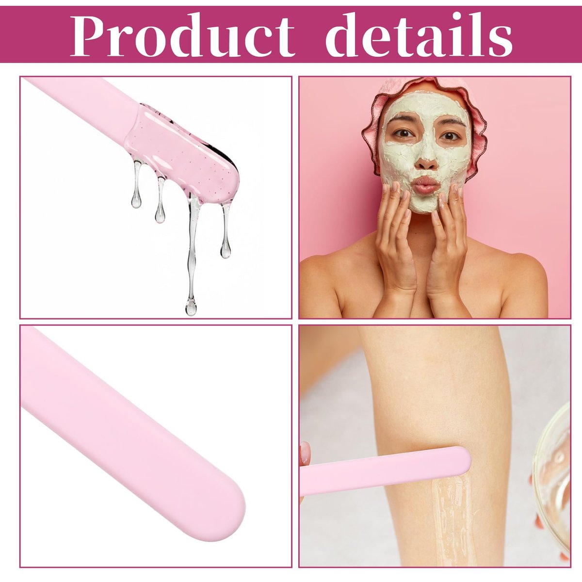 4 PCS Non-Stick Wax Spatulas Set - Silicone Wax Applicator in Pink for Home Salon Body Use - görsel 9