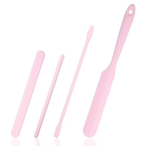 4 PCS Non-Stick Wax Spatulas Set - Silicone Wax Applicator in Pink for Home Salon Body Use - görsel 2