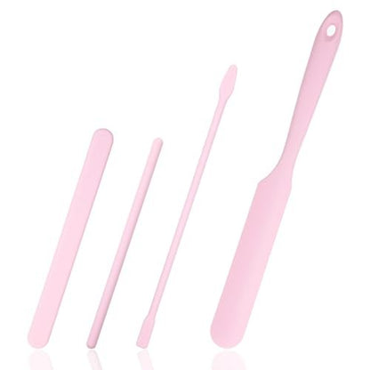 4 PCS Non-Stick Wax Spatulas Set - Silicone Wax Applicator in Pink for Home Salon Body Use