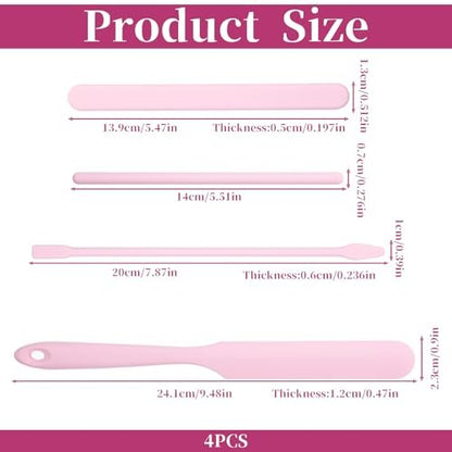 4 PCS Non-Stick Wax Spatulas Set - Silicone Wax Applicator in Pink for Home Salon Body Use