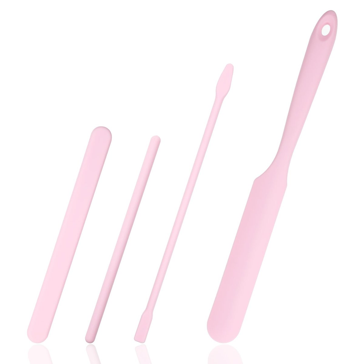 4 PCS Non-Stick Wax Spatulas Set - Silicone Wax Applicator in Pink for Home Salon Body Use - görsel 1