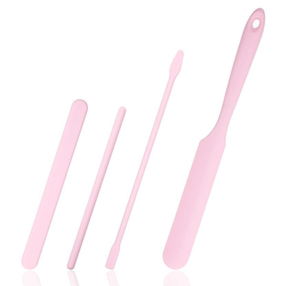 4 PCS Non-Stick Wax Spatulas Set - Silicone Wax Applicator in Pink for Home Salon Body Use