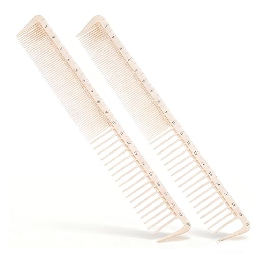 2-Pack Hair Cutting Combs with Ruler Measurements – Anti-Static Professional Barber Comb for Salon, Hair Stylists, and Barbers – Fine Cutting Comb - görsel 2