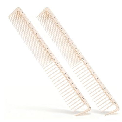 2-Pack Hair Cutting Combs with Ruler Measurements – Anti-Static Professional Barber Comb for Salon, Hair Stylists, and Barbers – Fine Cutting Comb
