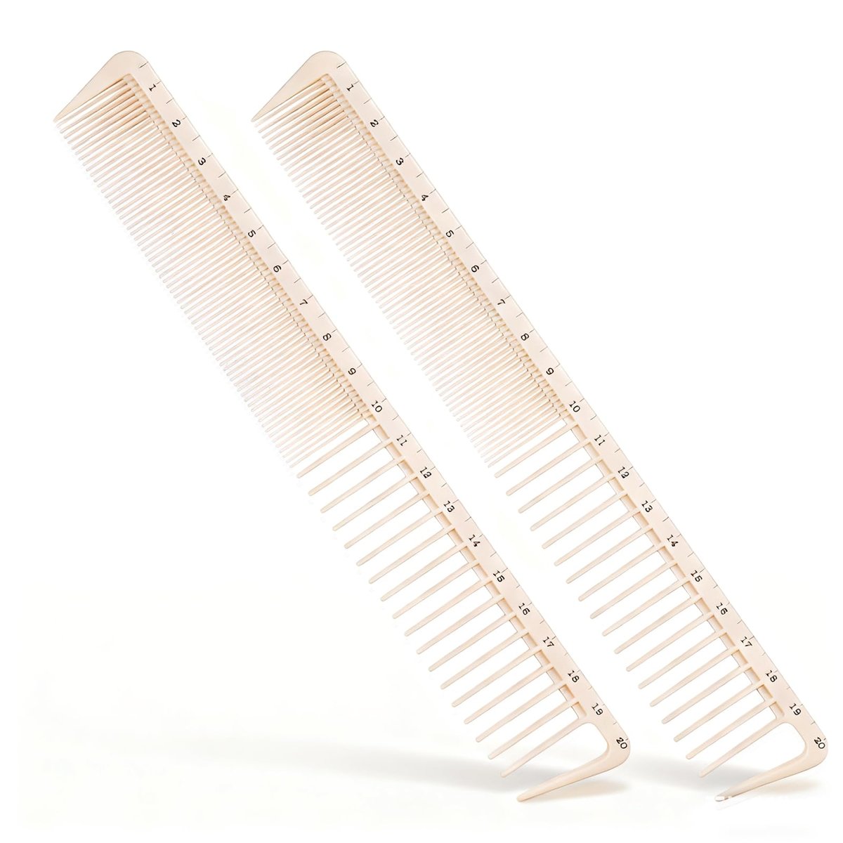 2-Pack Hair Cutting Combs with Ruler Measurements – Anti-Static Professional Barber Comb for Salon, Hair Stylists, and Barbers – Fine Cutting Comb - görsel 1