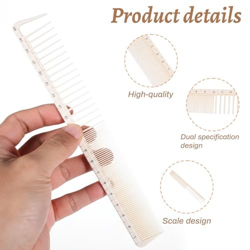 2-Pack Hair Cutting Combs with Ruler Measurements – Anti-Static Professional Barber Comb for Salon, Hair Stylists, and Barbers – Fine Cutting Comb - görsel 6
