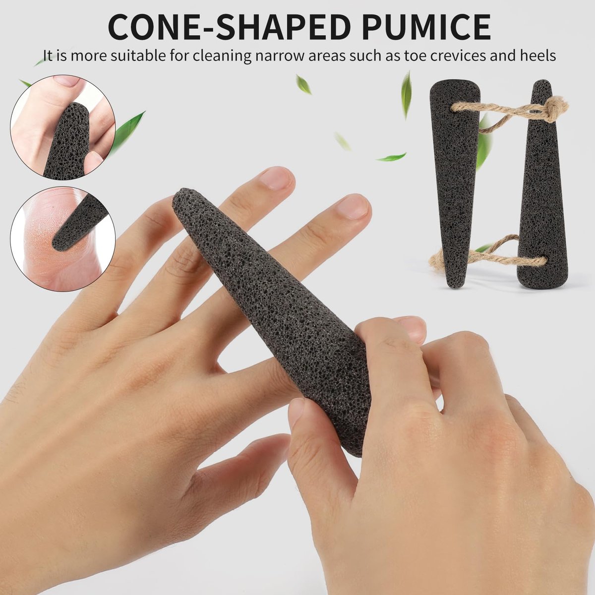 ÖkoStamm 4 Pack Natural Volcanic Pumice Stone for Feet – Rough Feet Scrubber with Hanging Rope for Dead Skin Removal, Pedicure Exfoliation Tool for Feet, Elbows, Knees - görsel 9