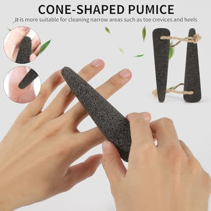 ÖkoStamm 4 Pack Natural Volcanic Pumice Stone for Feet – Rough Feet Scrubber with Hanging Rope for Dead Skin Removal, Pedicure Exfoliation Tool for Feet, Elbows, Knees