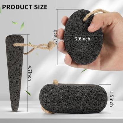 ÖkoStamm 4 Pack Natural Volcanic Pumice Stone for Feet – Rough Feet Scrubber with Hanging Rope for Dead Skin Removal, Pedicure Exfoliation Tool for Feet, Elbows, Knees