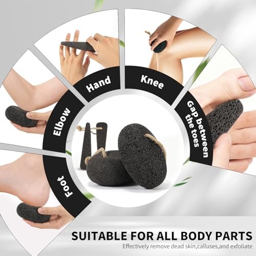 ÖkoStamm 4 Pack Natural Volcanic Pumice Stone for Feet – Rough Feet Scrubber with Hanging Rope for Dead Skin Removal, Pedicure Exfoliation Tool for Feet, Elbows, Knees - görsel 12
