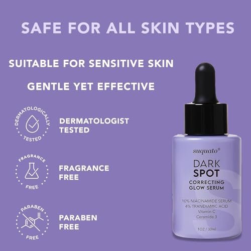 suquato Dark Spot Remover Serum with Tranexamic Acid, Niacinamide & Vitamin C – Hyperpigmentation & Melasma Care – Brightening & Correcting Face Serum (30ml) - görsel 6