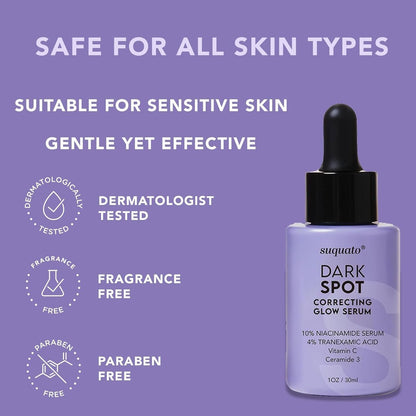 suquato Dark Spot Remover Serum with Tranexamic Acid, Niacinamide & Vitamin C – Hyperpigmentation & Melasma Care – Brightening & Correcting Face Serum (30ml)