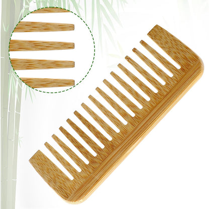 Bamboo Wide Tooth Comb – Large Anti-Static Hair Detangling Comb for Men & Women, Natural Bamboo Wood, No Handle, Ideal for Curly, Wavy, Straight, Long & Thick Hair