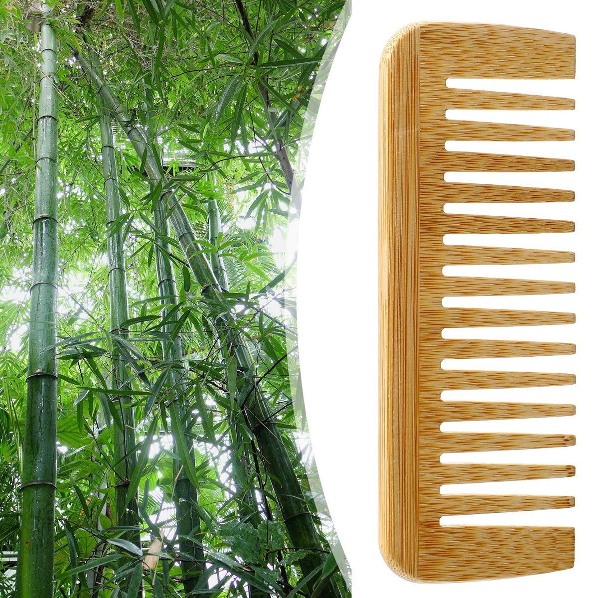 Bamboo Wide Tooth Comb – Large Anti-Static Hair Detangling Comb for Men & Women, Natural Bamboo Wood, No Handle, Ideal for Curly, Wavy, Straight, Long & Thick Hair - görsel 9