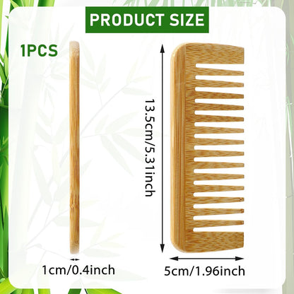 Bamboo Wide Tooth Comb – Large Anti-Static Hair Detangling Comb for Men & Women, Natural Bamboo Wood, No Handle, Ideal for Curly, Wavy, Straight, Long & Thick Hair