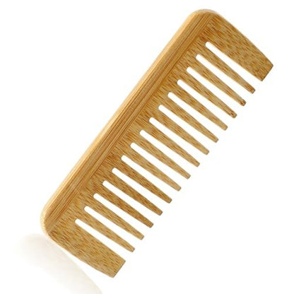 Bamboo Wide Tooth Comb – Large Anti-Static Hair Detangling Comb for Men & Women, Natural Bamboo Wood, No Handle, Ideal for Curly, Wavy, Straight, Long & Thick Hair