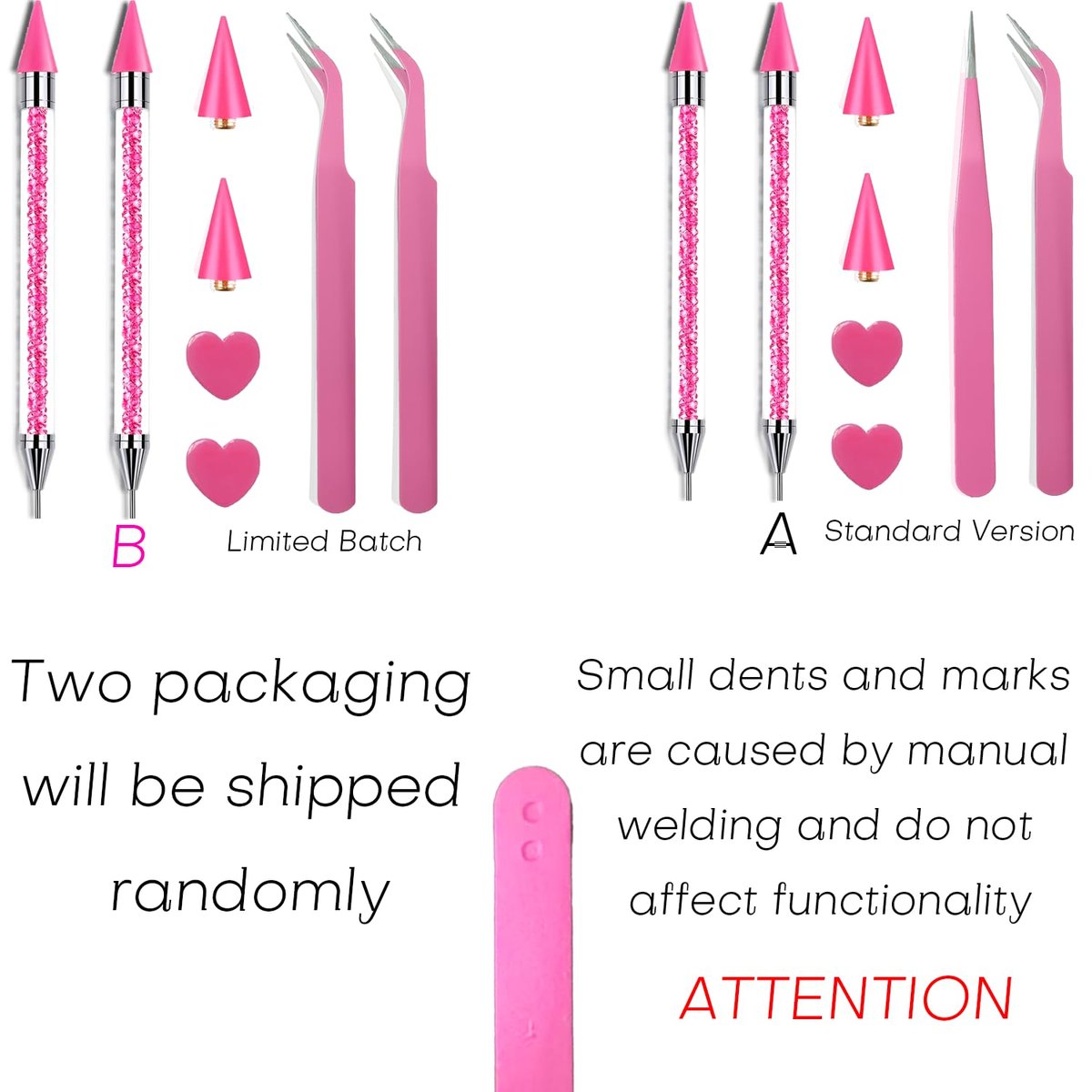 Pink Rhinestone Picker Tool Set - 2 Pack Dual-Head Wax Pens with Tips & Tweezers for Nail Art, Crystal and Gem Application - görsel 11