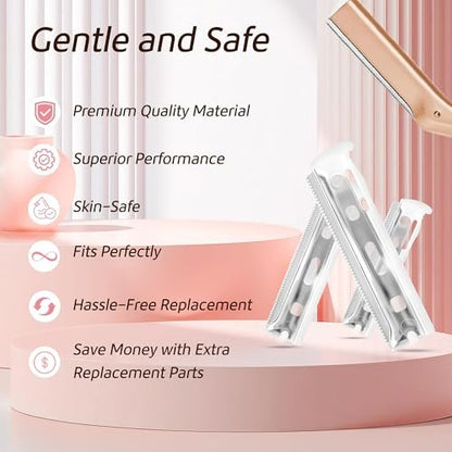 20 Pack Replacement Blades Compatible with Tweezerman Facial Razor - Stainless Steel Face Razor Refills for Women, Peach Fuzz Remover & Exfoliating Razor Blades for Smooth, Radiant Skin