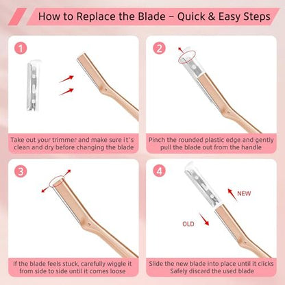 20 Pack Replacement Blades Compatible with Tweezerman Facial Razor - Stainless Steel Face Razor Refills for Women, Peach Fuzz Remover & Exfoliating Razor Blades for Smooth, Radiant Skin