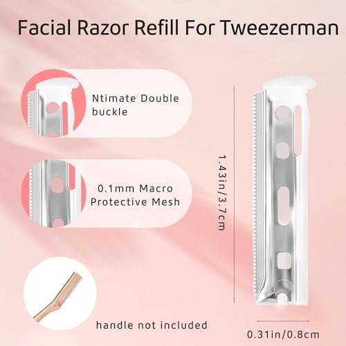 20 Pack Replacement Blades Compatible with Tweezerman Facial Razor - Stainless Steel Face Razor Refills for Women, Peach Fuzz Remover & Exfoliating Razor Blades for Smooth, Radiant Skin - görsel 12