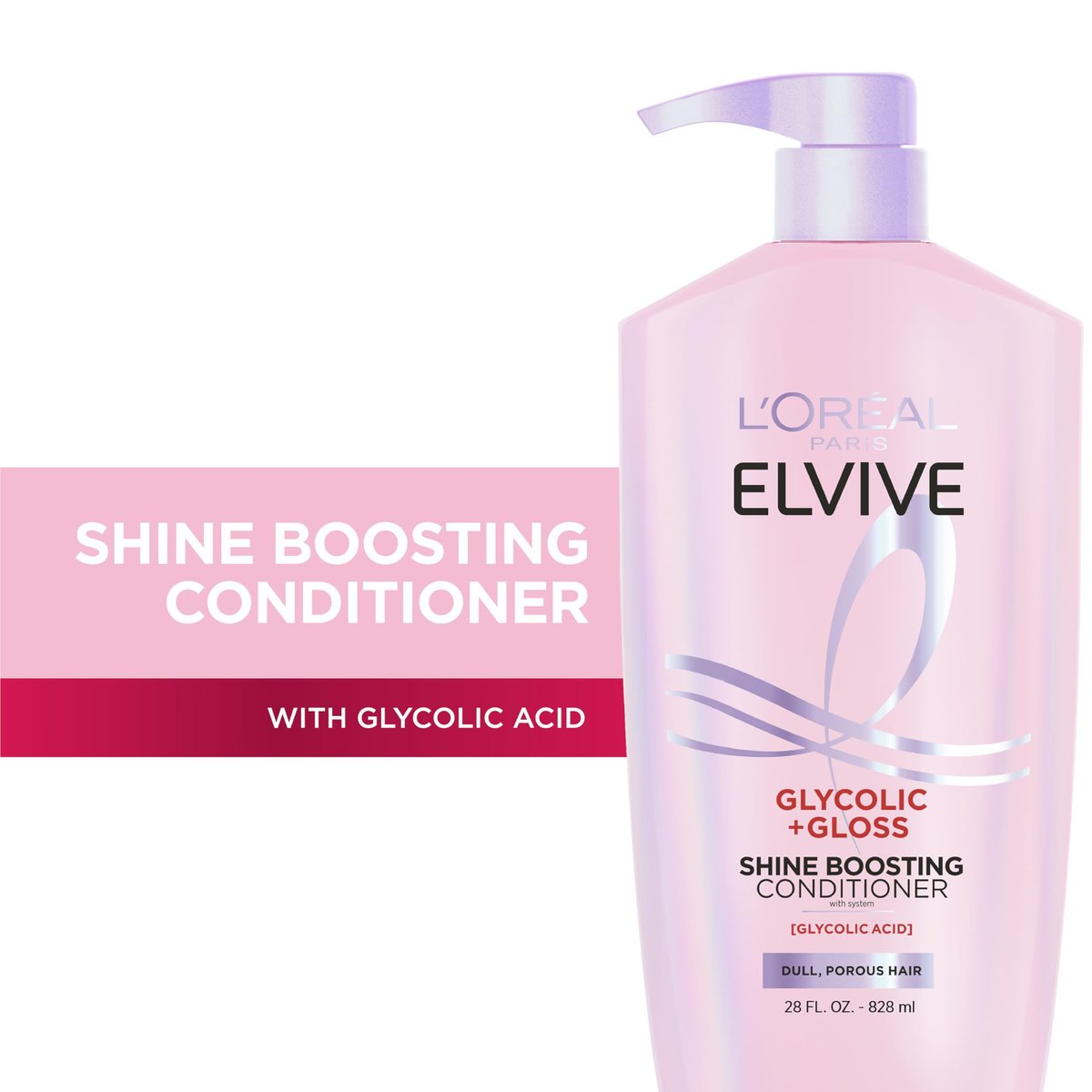 L'Oreal Paris Elvive Glycolic + Gloss Shine Boosting Conditioner, 28 Fl Oz - Cleanses and Smooths Dull, Porous Hair into High-Shine, Glossy Hair - görsel 3