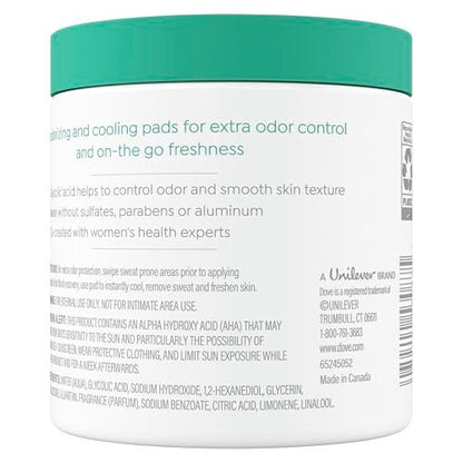 Dove Deodorant Cleansing Pads for Women - Neutralize Odor & Gently Exfoliate, Fresh Water Lily Scent, 60 Count Avelisse
