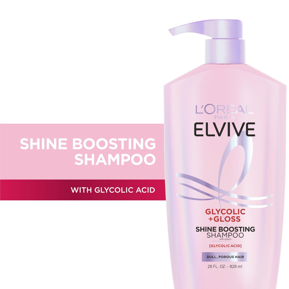 L'Oreal Paris Elvive Glycolic + Gloss Shine Boosting Shampoo, Cleanses and Smooths Dull, Porous Hair Into High-Shine, Glossy Hair, 28 Fl Oz - görsel 3
