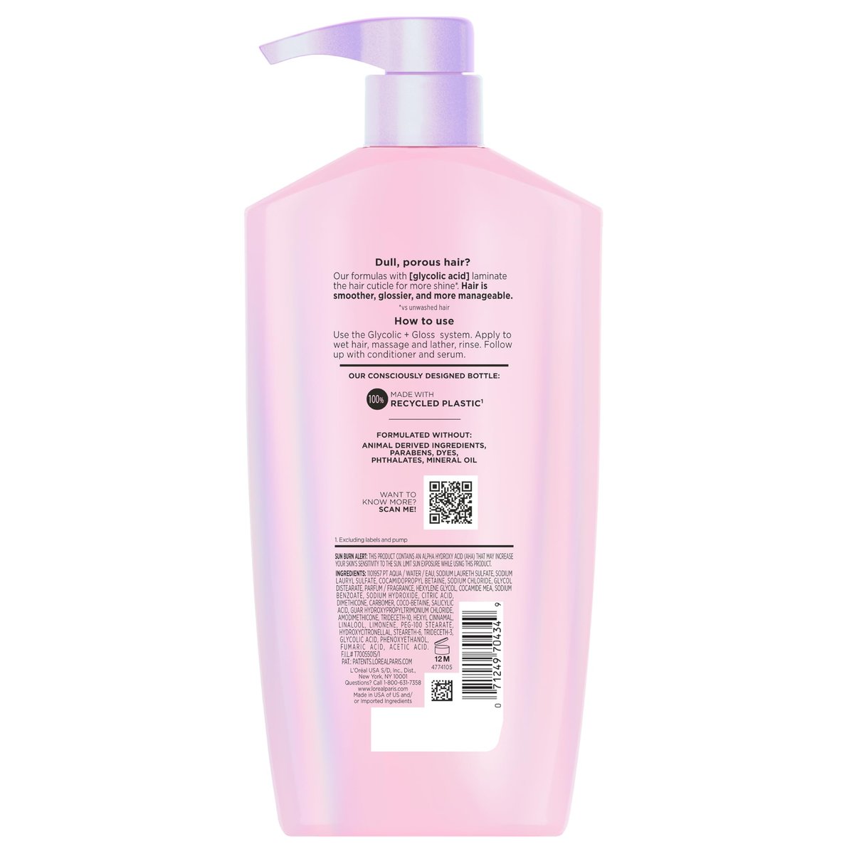 L'Oreal Paris Elvive Glycolic + Gloss Shine Boosting Shampoo, Cleanses and Smooths Dull, Porous Hair Into High-Shine, Glossy Hair, 28 Fl Oz - görsel 15