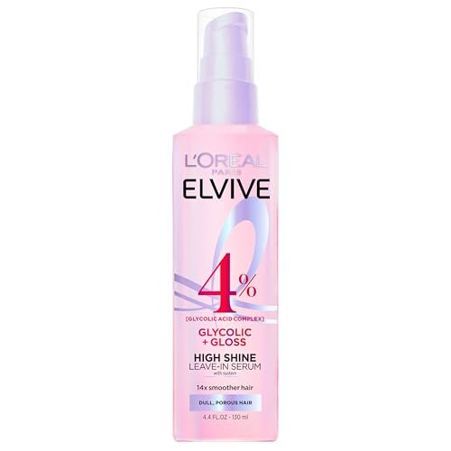 L'Oreal Paris Elvive Glycolic + Gloss High Shine Leave-In Hair Serum, Smooths Dull, Porous Hair, 4.4 Fl Oz - görsel 2