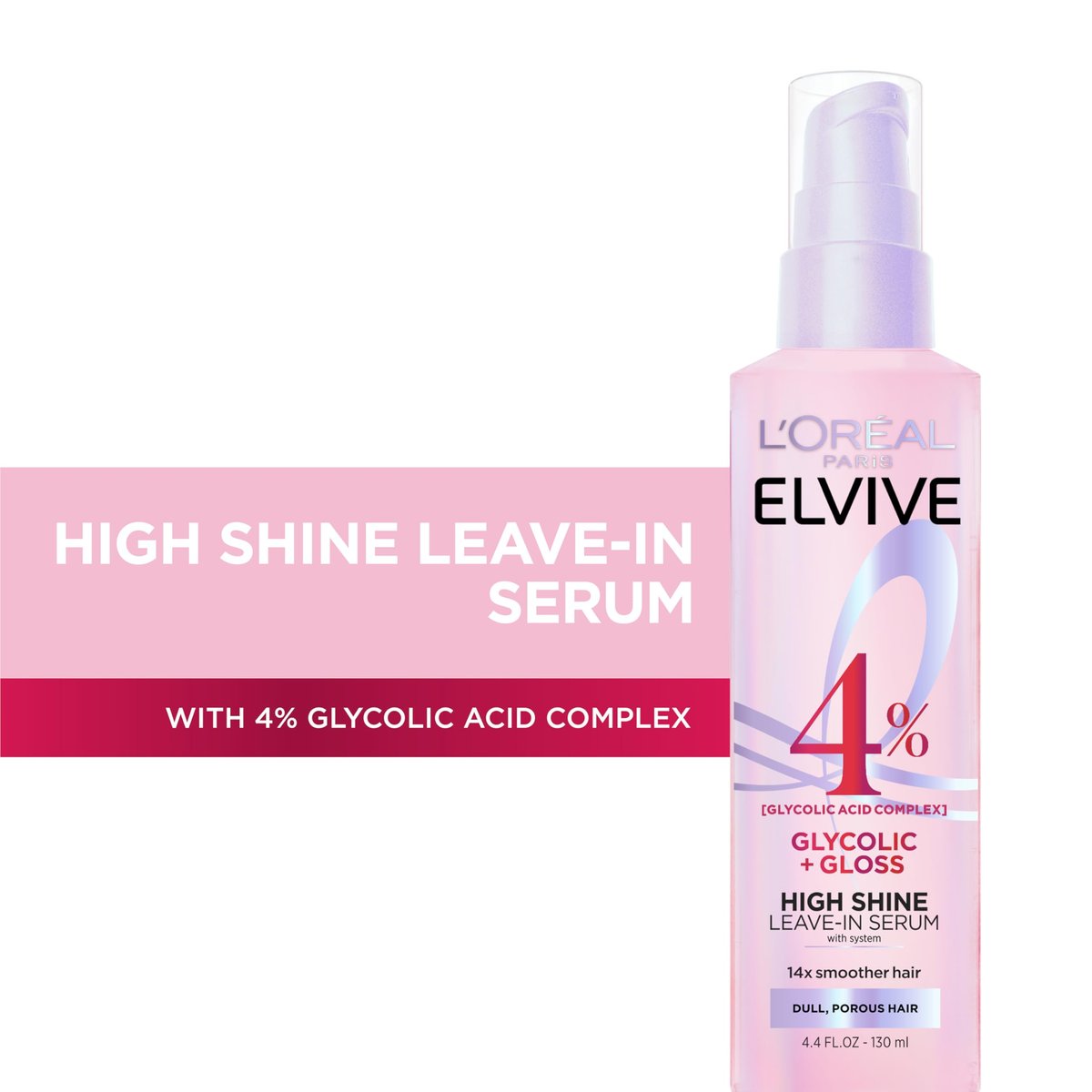 L'Oreal Paris Elvive Glycolic + Gloss High Shine Leave-In Hair Serum, Smooths Dull, Porous Hair, 4.4 Fl Oz - görsel 3