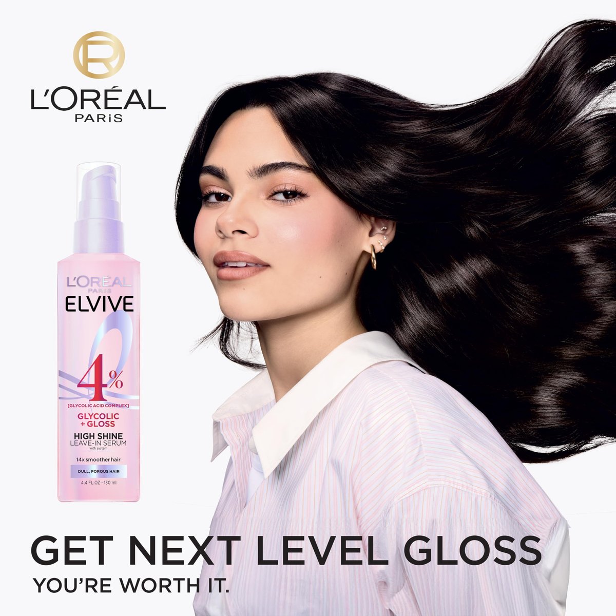 L'Oreal Paris Elvive Glycolic + Gloss High Shine Leave-In Hair Serum, Smooths Dull, Porous Hair, 4.4 Fl Oz - görsel 5