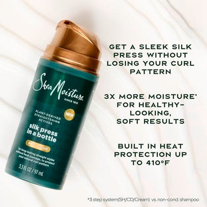 SheaMoisture Silk Press Prep Cream with Plant-Derived Straightening Actives, Alma Oil & Hydroplex Technology – Heat Protection & Curl Preservation, 3.3 fl oz Avelisse