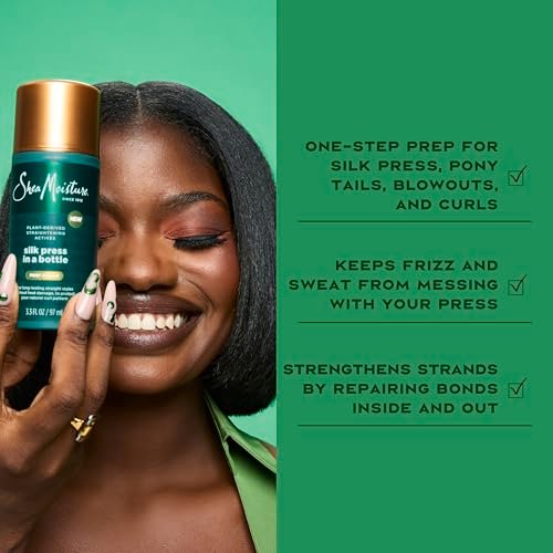 SheaMoisture Silk Press Prep Cream with Plant-Derived Straightening Actives, Alma Oil & Hydroplex Technology – Heat Protection & Curl Preservation, 3.3 fl oz Avelisse