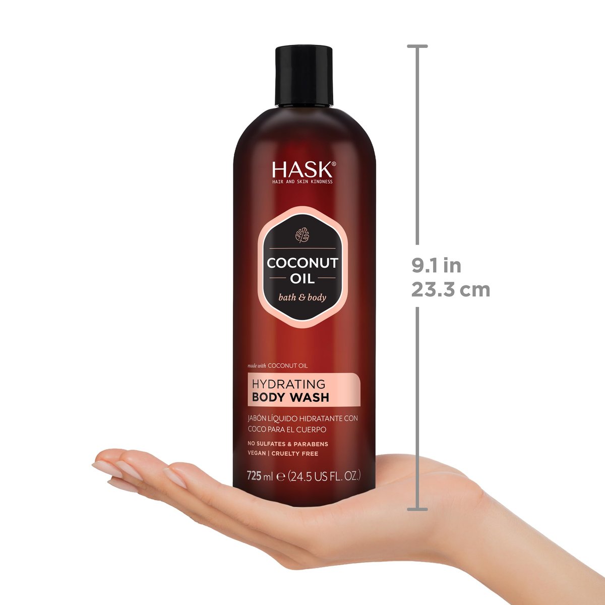 HASK Coconut Oil Nourishing Body Wash – Hydrates & Softens Skin, Vegan, pH-Balanced, Sulfate-Free, Paraben-Free, Gluten-Free, Cruelty-Free (24.5 Fl Oz) - görsel 7