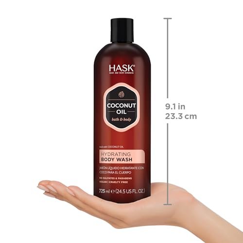 HASK Coconut Oil Nourishing Body Wash – Hydrates & Softens Skin, Vegan, pH-Balanced, Sulfate-Free, Paraben-Free, Gluten-Free, Cruelty-Free (24.5 Fl Oz) - görsel 8