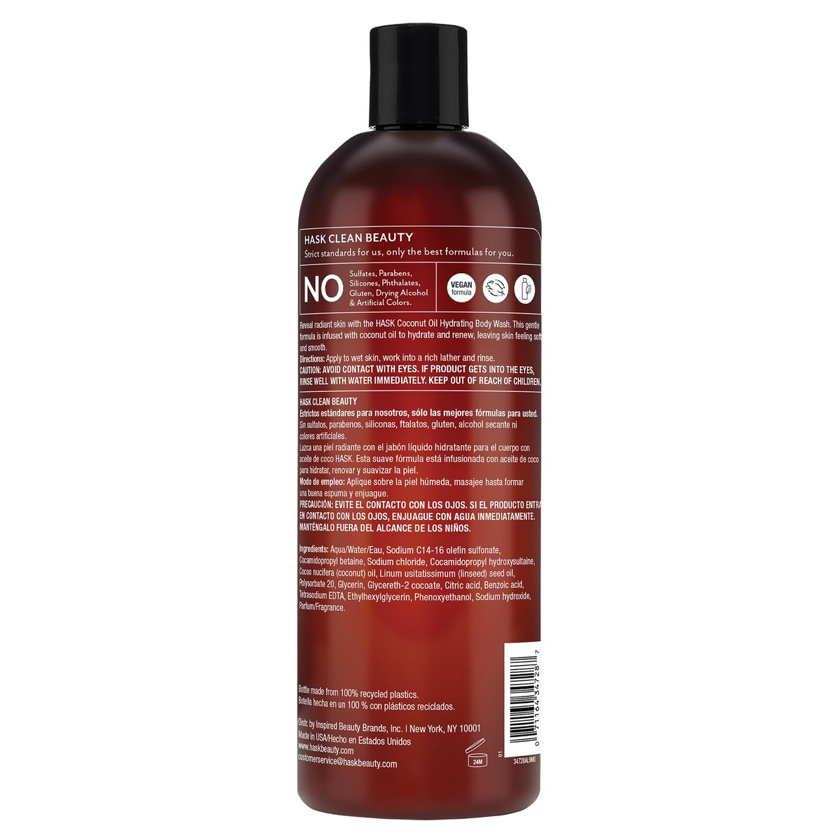 HASK Coconut Oil Nourishing Body Wash – Hydrates & Softens Skin, Vegan, pH-Balanced, Sulfate-Free, Paraben-Free, Gluten-Free, Cruelty-Free (24.5 Fl Oz) - görsel 9