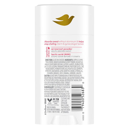 Dove Whole Body Deo Aluminum Free Anti-Chafe Deodorant Stick for Women - Berry Blush, 2.4 oz