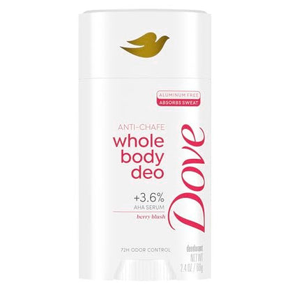 Dove Whole Body Deo Aluminum Free Anti-Chafe Deodorant Stick for Women - Berry Blush, 2.4 oz